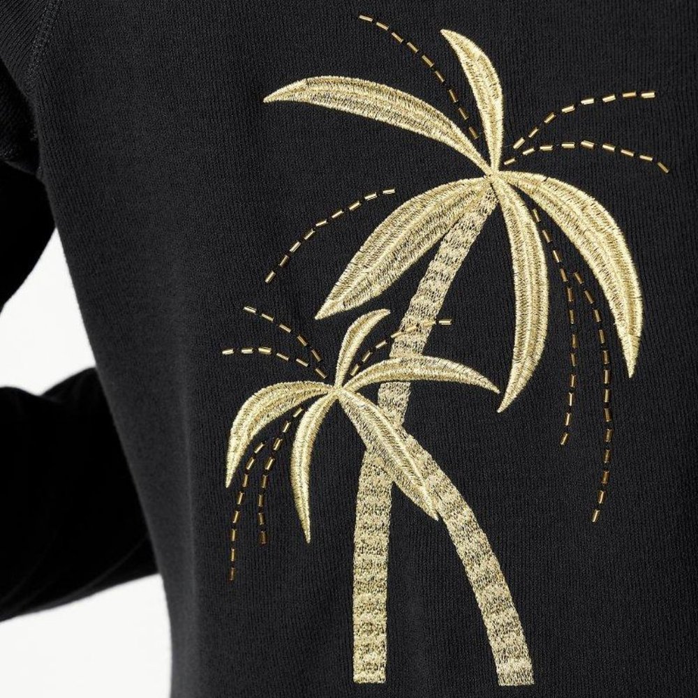 TOMMY BAHAMA ARUBA BEADED/EMBROIDERED PALM TREES FULL ZIP NWT BLACK SMALL